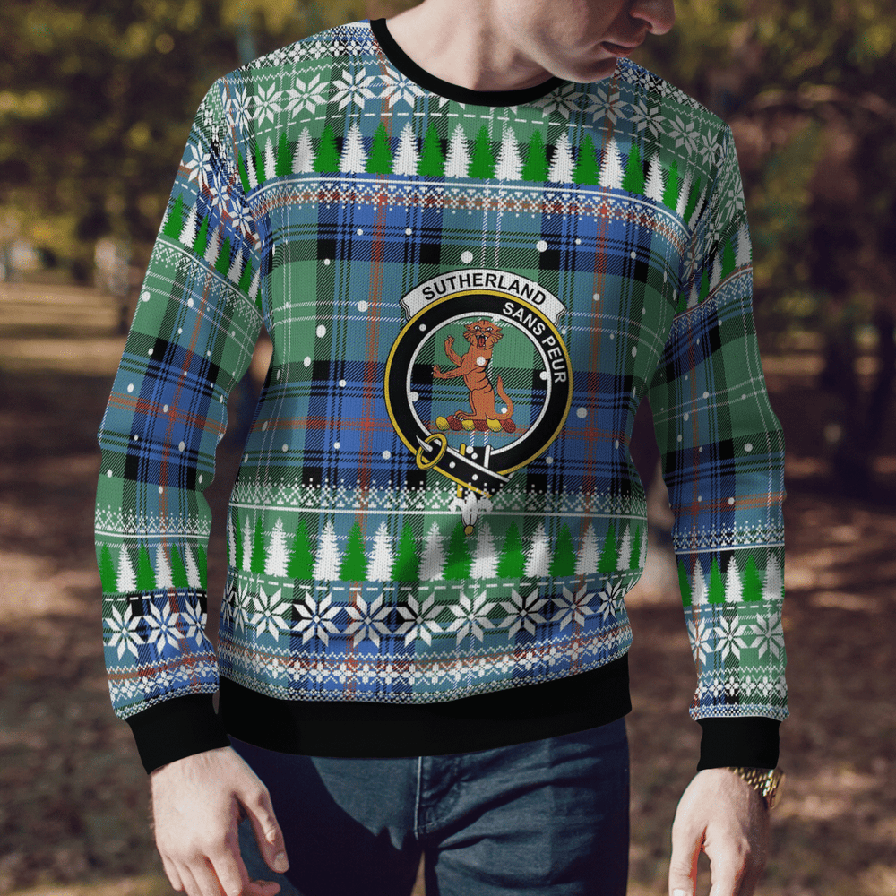 Clan Sutherland Old Ancient Crest Tartan Christmas Ugly Sweater LA88 Sutherland Old Ancient Crest Tartan Tartan Ugly Sweater   