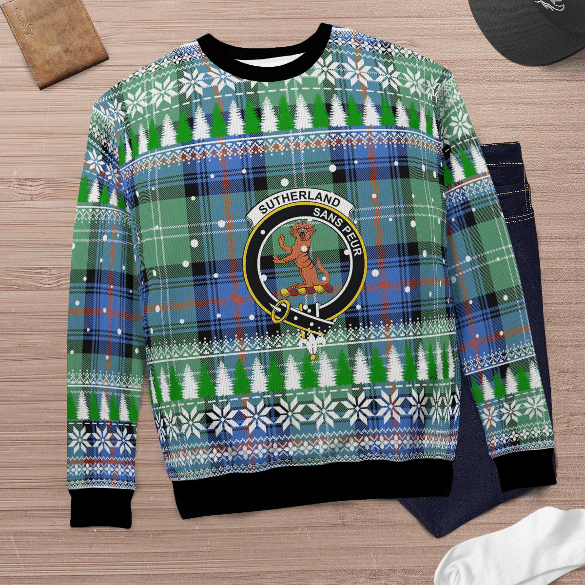 Clan Sutherland Old Ancient Crest Tartan Christmas Ugly Sweater LA88 Sutherland Old Ancient Crest Tartan Tartan Ugly Sweater   