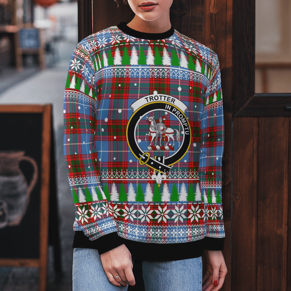 Clan Trotter Crest Tartan Christmas Ugly Sweater PM76 Trotter Crest Tartan Tartan Ugly Sweater   