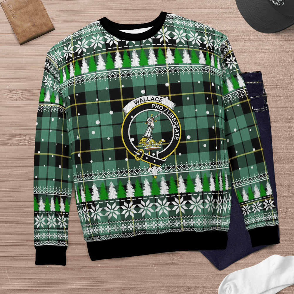 Clan Wallace Hunting Ancient Crest Tartan Christmas Ugly Sweater KG38 Wallace Hunting Ancient Crest Tartan Tartan Ugly Sweater   
