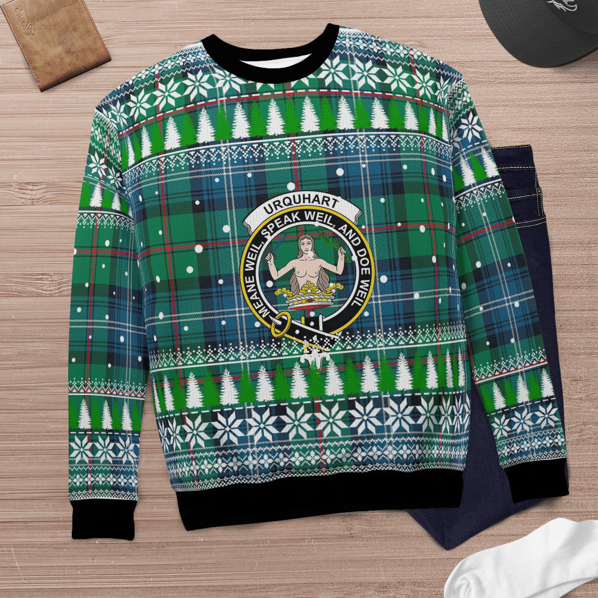 Clan Urquhart Ancient Crest Tartan Christmas Ugly Sweater YS56 Urquhart Ancient Crest Tartan Tartan Ugly Sweater   