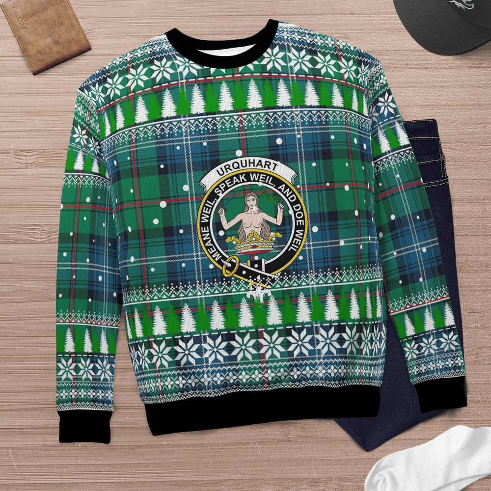 Clan Urquhart Ancient Crest Tartan Christmas Ugly Sweater YS56 Urquhart Ancient Crest Tartan Tartan Ugly Sweater   