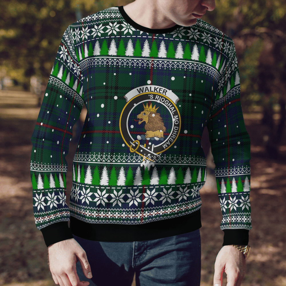 Clan Walker Hunting Modern Crest Tartan Christmas Ugly Sweater DR49 Walker Hunting Modern Crest Tartan Tartan Ugly Sweater   