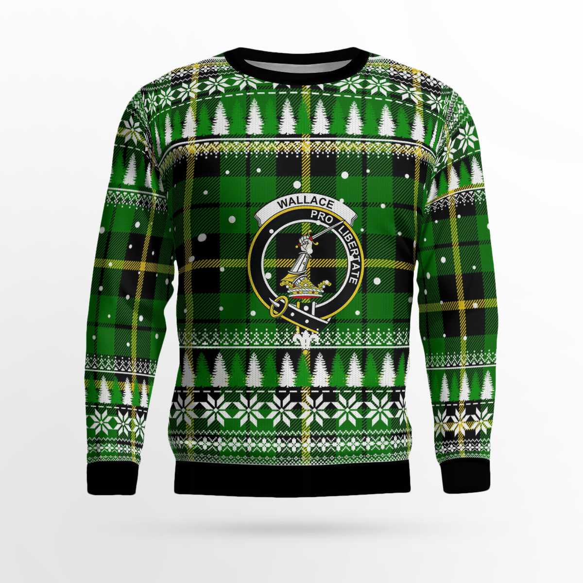 Clan Wallace Hunting Green Crest Tartan Christmas Ugly Sweater CE67 Wallace Hunting Green Crest Tartan Tartan Ugly Sweater   
