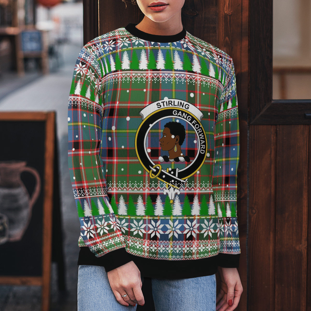 Clan Stirling (of Keir) Crest Tartan Christmas Ugly Sweater HF51 Stirling (of Keir) Crest Tartan Tartan Ugly Sweater   