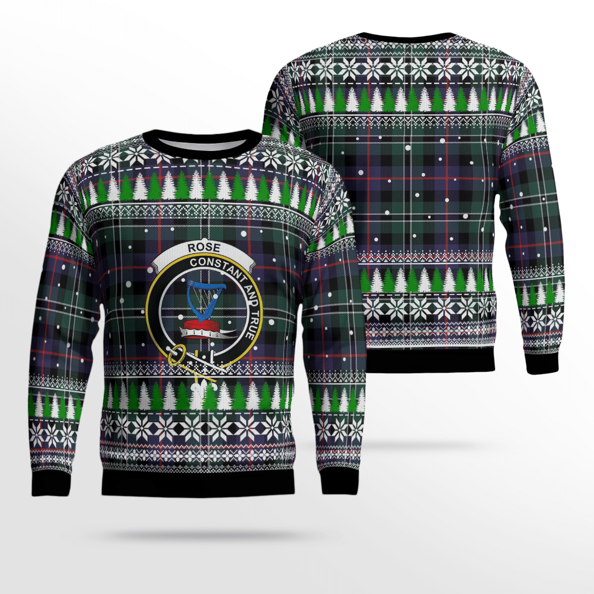 Clan Rose Hunting Modern Crest Tartan Christmas Ugly Sweater PP22 Rose Hunting Modern Crest Tartan Tartan Ugly Sweater   