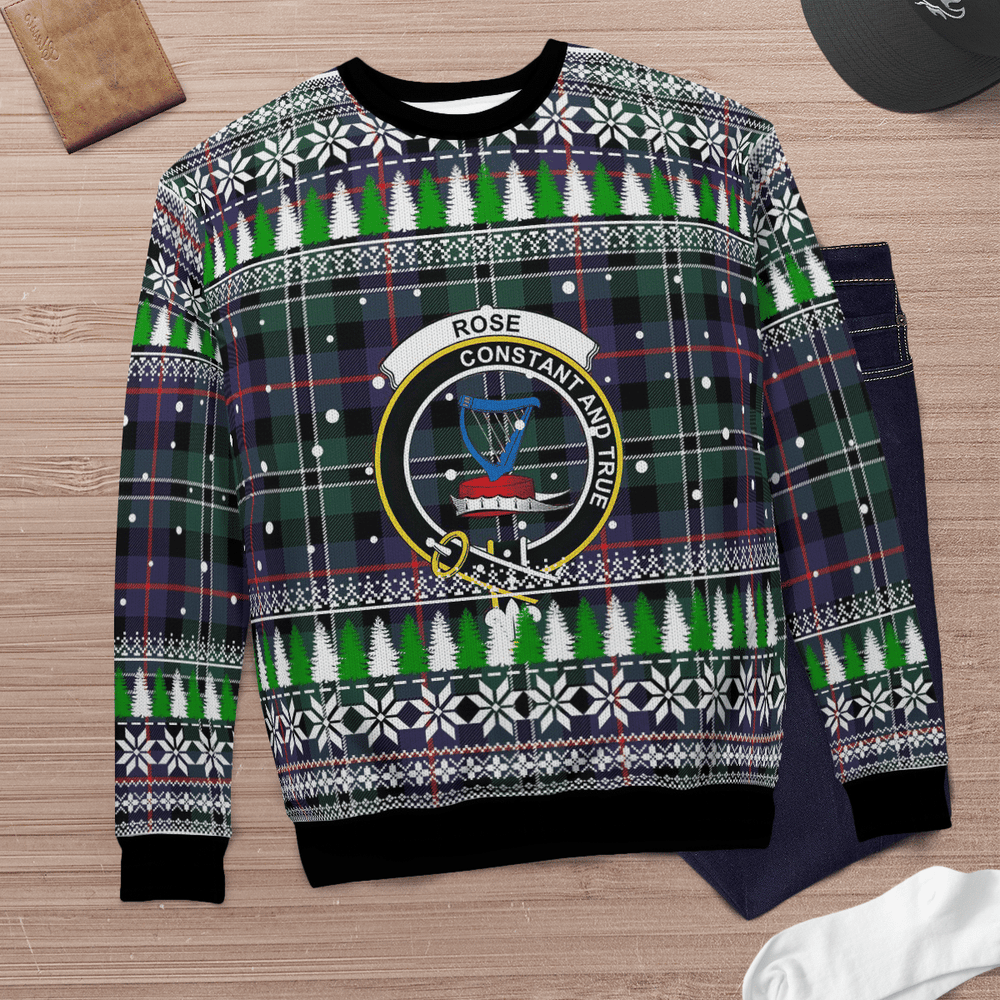 Clan Rose Hunting Modern Crest Tartan Christmas Ugly Sweater PP22 Rose Hunting Modern Crest Tartan Tartan Ugly Sweater   