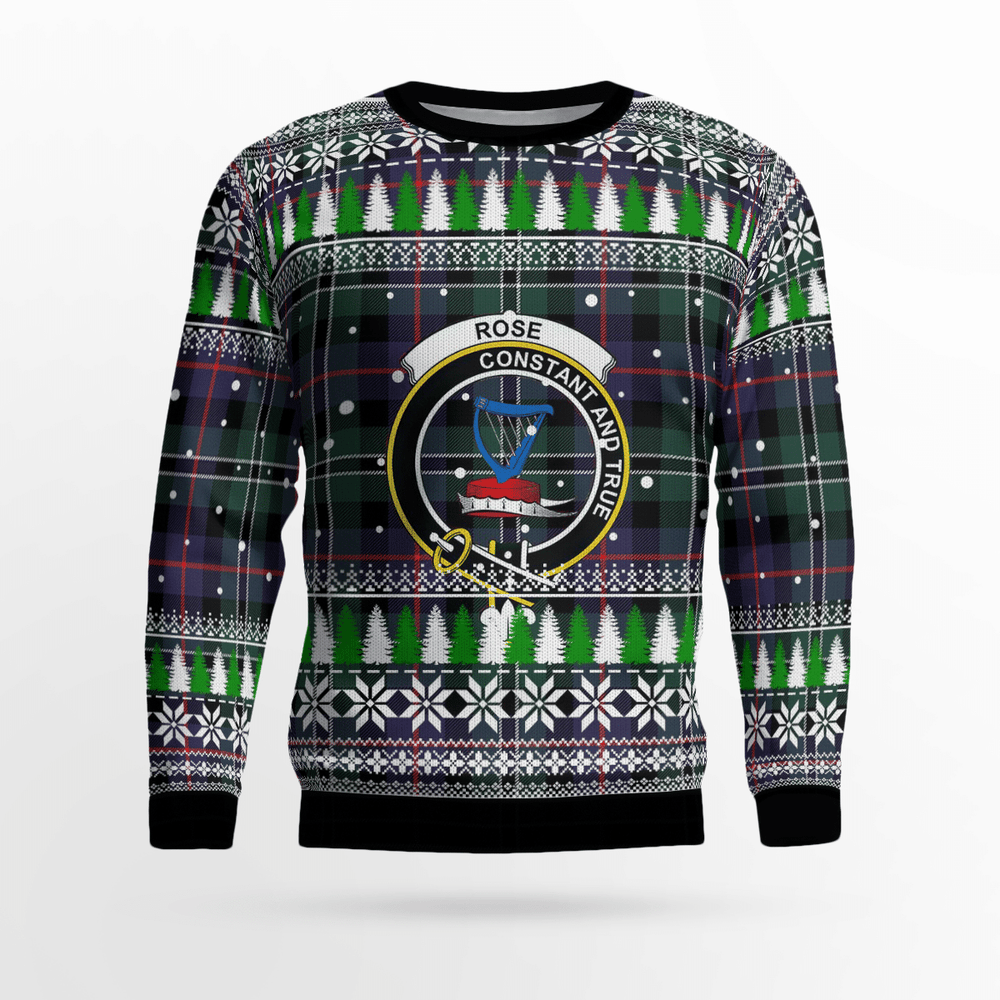 Clan Rose Hunting Modern Crest Tartan Christmas Ugly Sweater PP22 Rose Hunting Modern Crest Tartan Tartan Ugly Sweater   