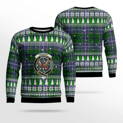 Clan Wishart Hunting Crest Tartan Christmas Ugly Sweater TA75
