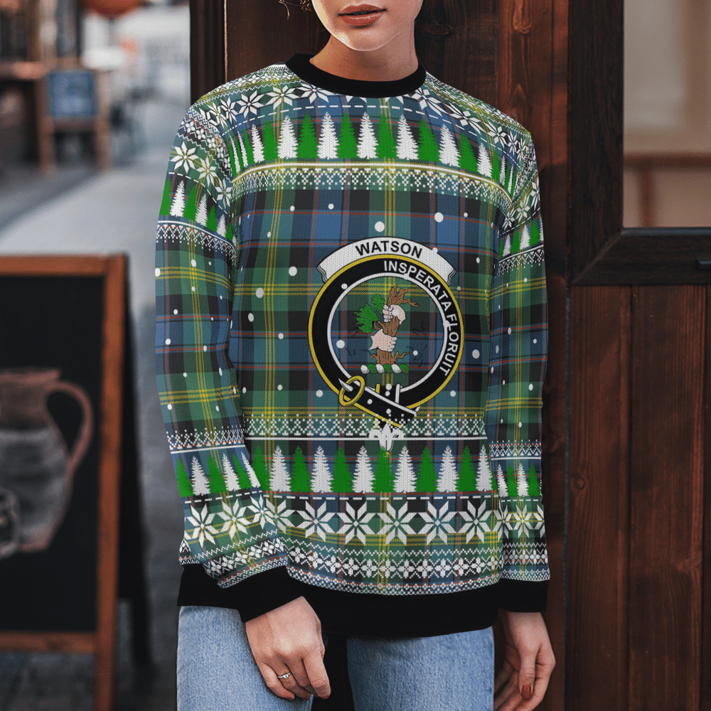 Clan Watson Ancient Crest Tartan Christmas Ugly Sweater MW37 Watson Ancient Crest Tartan Tartan Ugly Sweater   