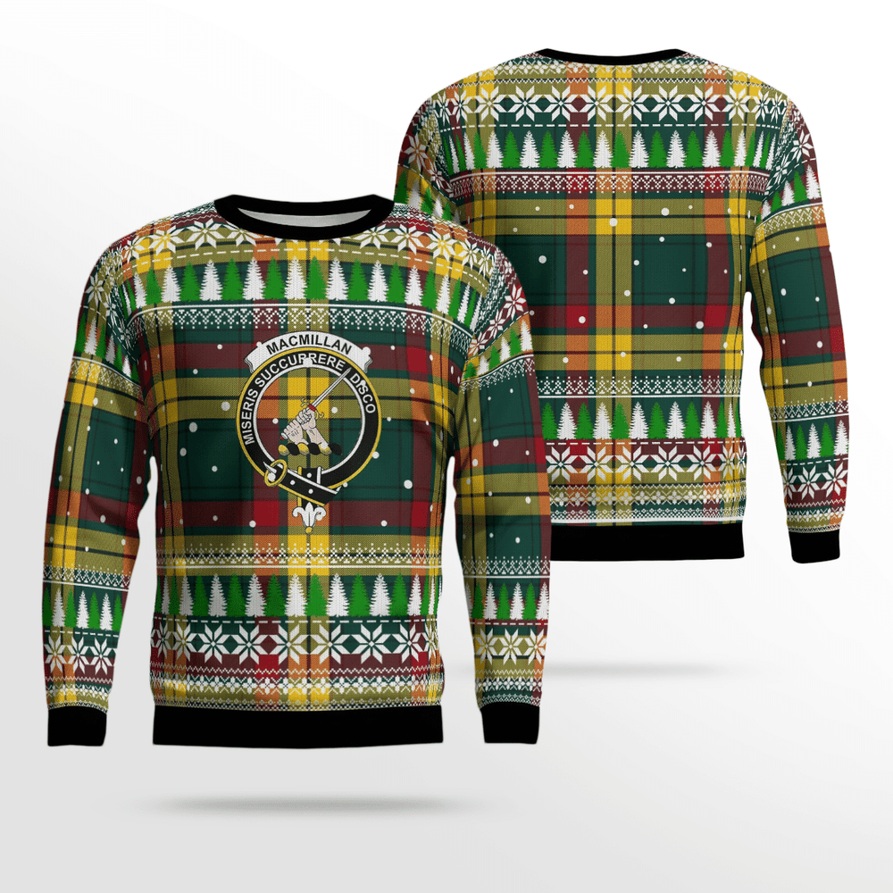 Clan MacMillan Old Modern Crest Tartan Christmas Ugly Sweater QV66 MacMillan Old Modern Crest Tartan Tartan Ugly Sweater   