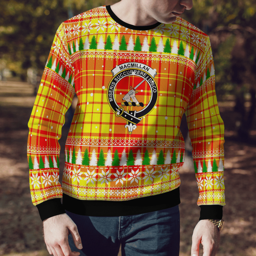 Clan MacMillan Crest Tartan Christmas Ugly Sweater JV59 MacMillan Crest Tartan Tartan Ugly Sweater   
