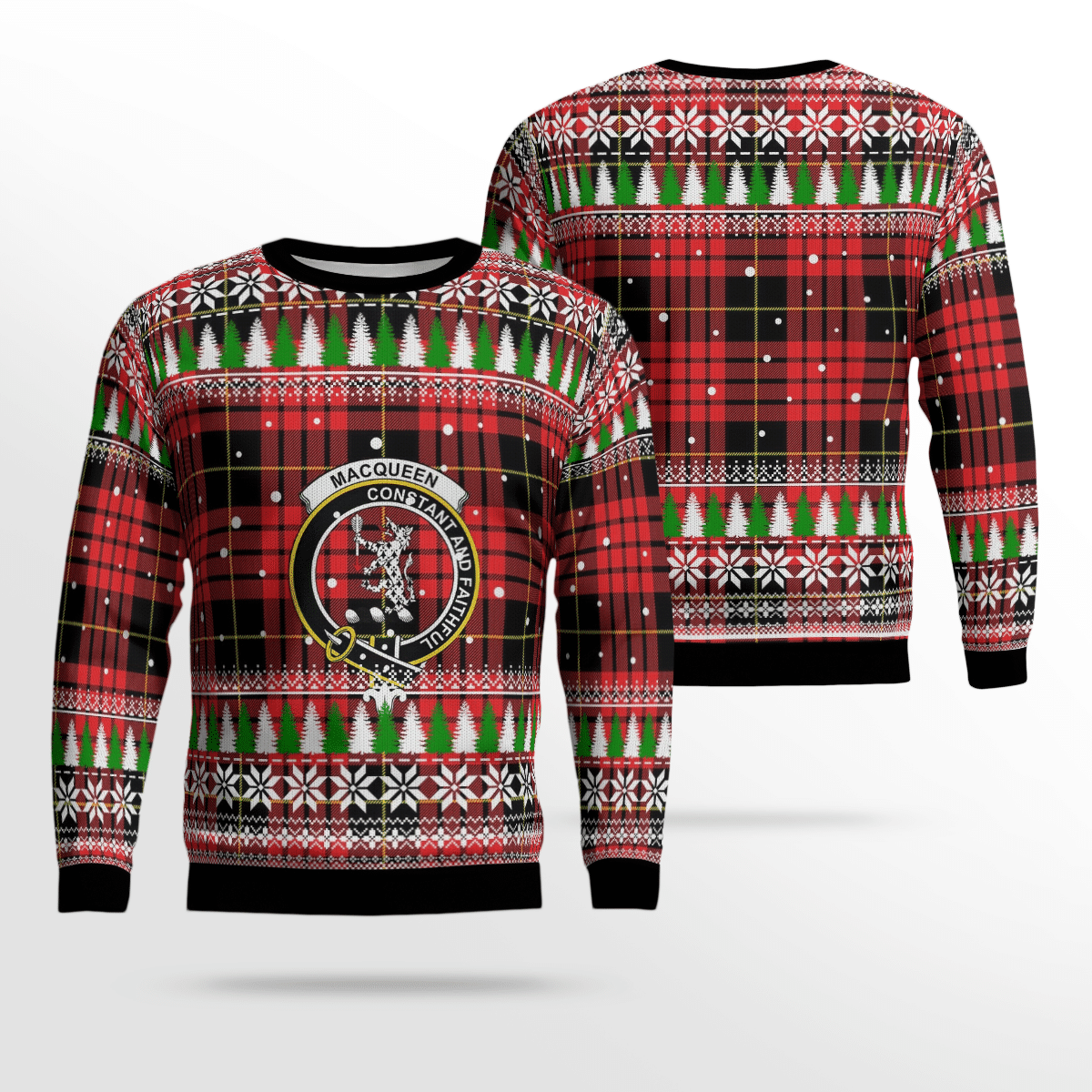 Clan MacQueen Modern Crest Tartan Christmas Ugly Sweater IV18 MacQueen Modern Crest Tartan Tartan Ugly Sweater   