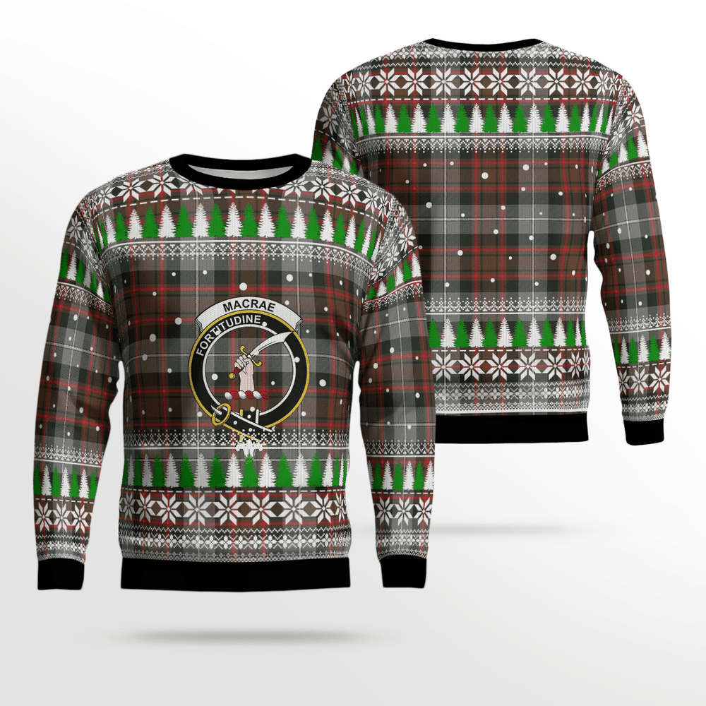 Clan MacRae Hunting Weathered Crest Tartan Christmas Ugly Sweater CL51 MacRae Hunting Weathered Crest Tartan Tartan Ugly Sweater   