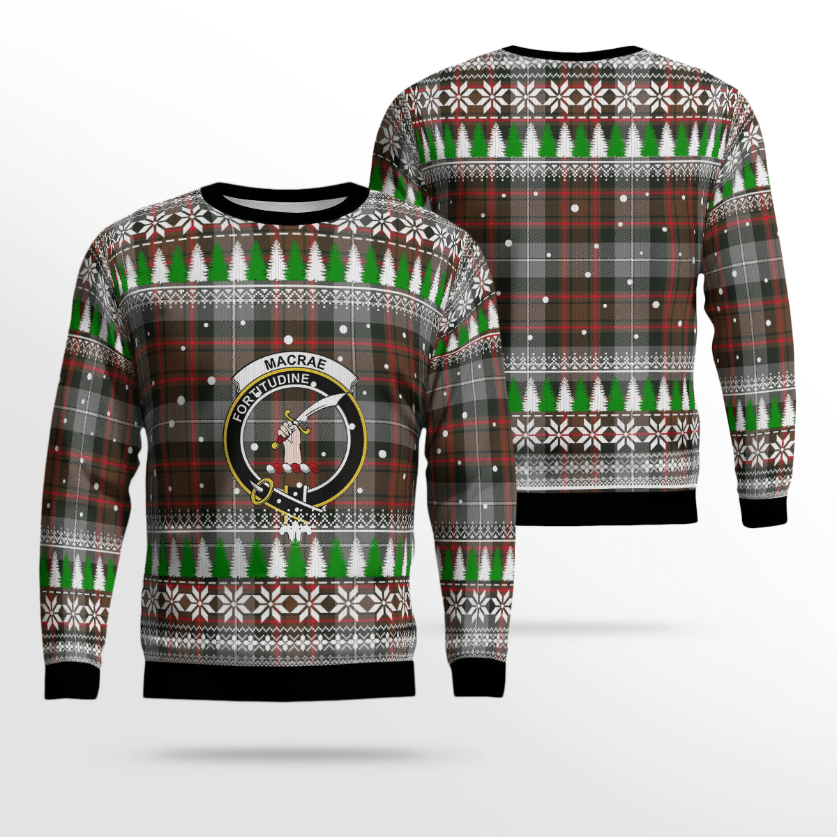 Clan MacRae Hunting Weathered Crest Tartan Christmas Ugly Sweater CL51 MacRae Hunting Weathered Crest Tartan Tartan Ugly Sweater   