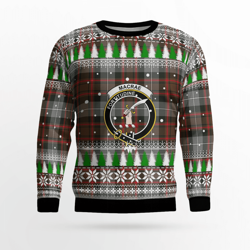 Clan MacRae Hunting Weathered Crest Tartan Christmas Ugly Sweater CL51 MacRae Hunting Weathered Crest Tartan Tartan Ugly Sweater   