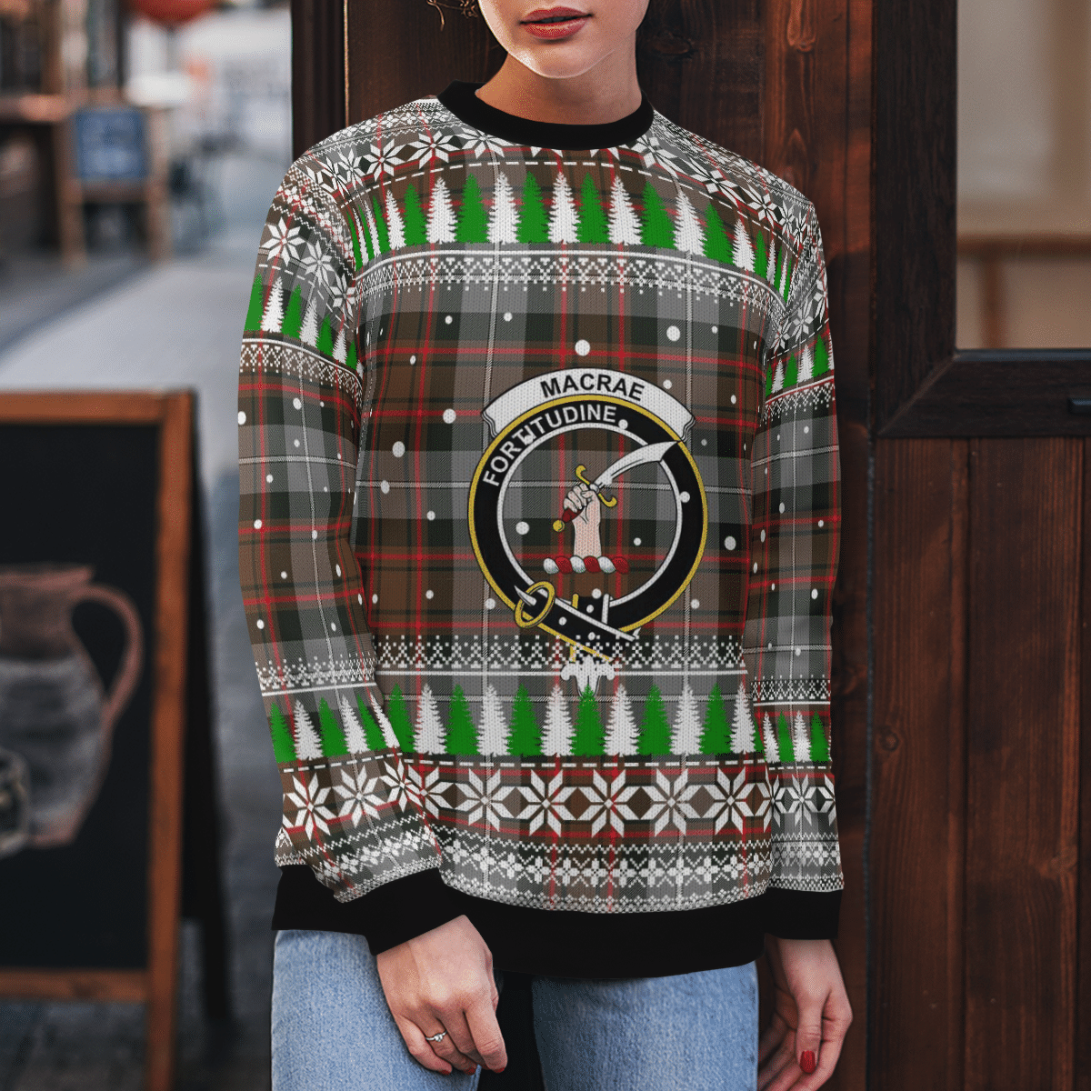 Clan MacRae Hunting Weathered Crest Tartan Christmas Ugly Sweater CL51 MacRae Hunting Weathered Crest Tartan Tartan Ugly Sweater   