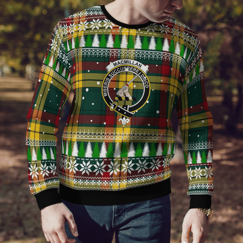 Clan MacMillan Old Modern Crest Tartan Christmas Ugly Sweater QV66 MacMillan Old Modern Crest Tartan Tartan Ugly Sweater   