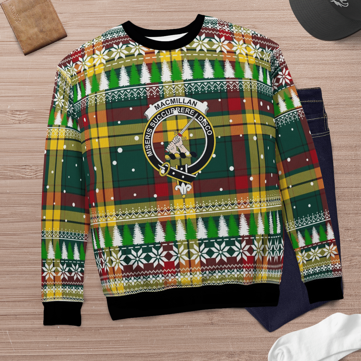 Clan MacMillan Old Modern Crest Tartan Christmas Ugly Sweater QV66 MacMillan Old Modern Crest Tartan Tartan Ugly Sweater   