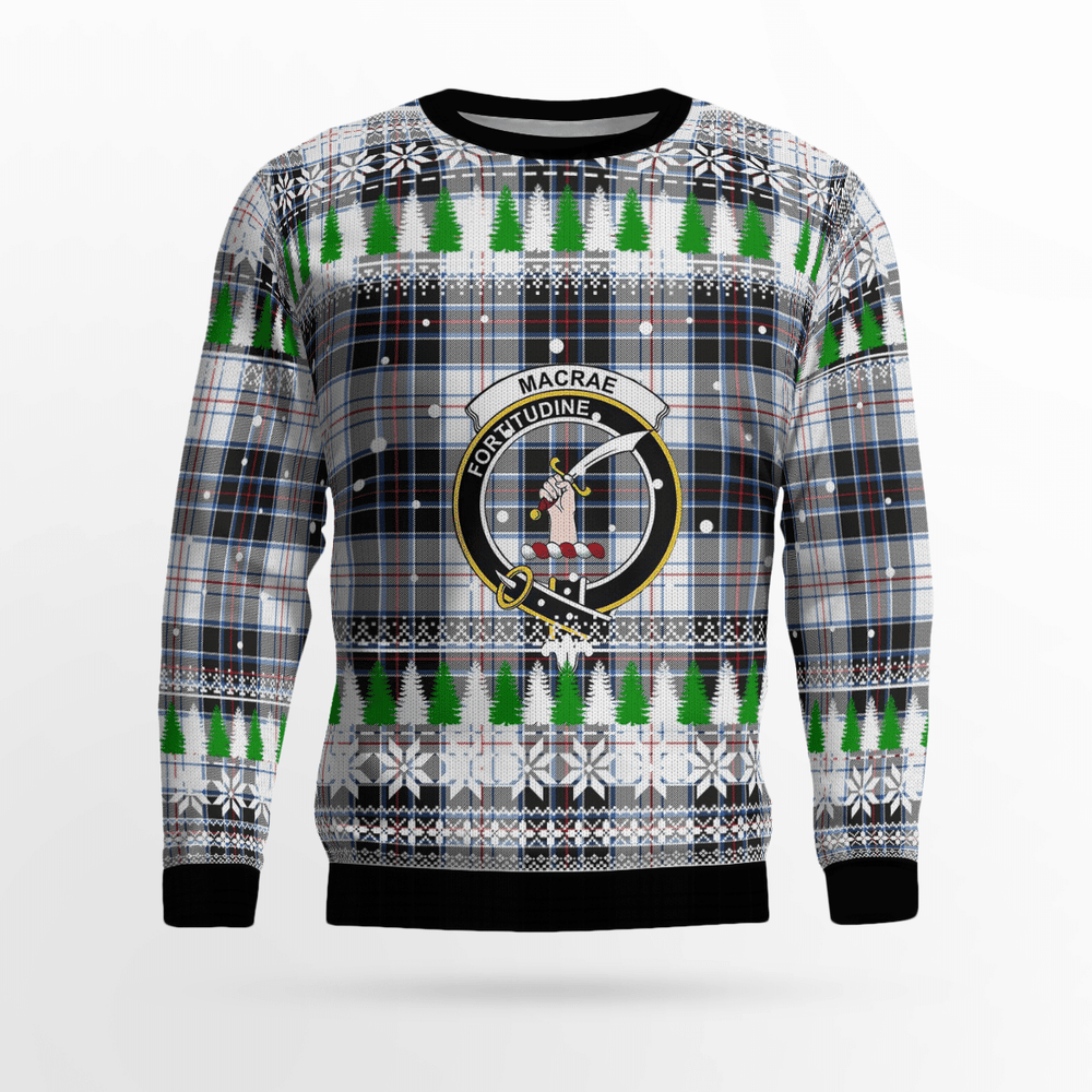 Clan MacRae Dress Modern Crest Tartan Christmas Ugly Sweater PD73 MacRae Dress Modern Crest Tartan Tartan Ugly Sweater   