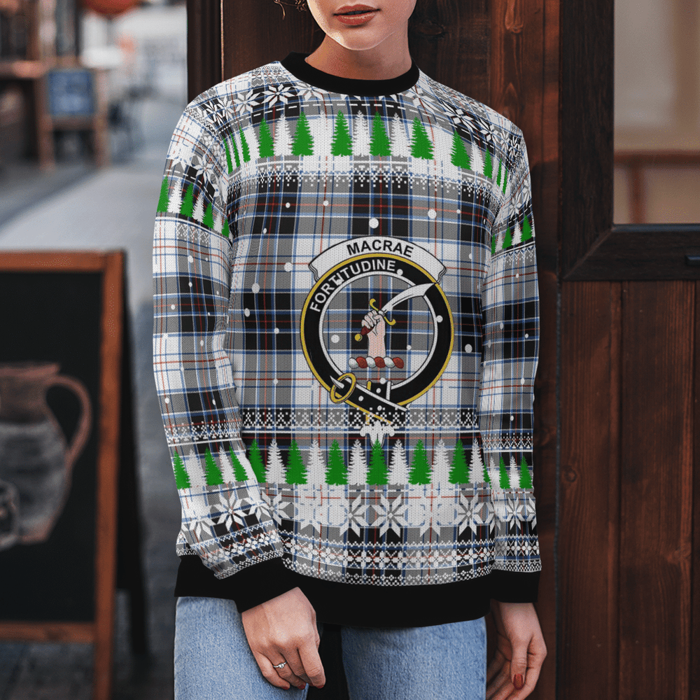 Clan MacRae Dress Modern Crest Tartan Christmas Ugly Sweater PD73 MacRae Dress Modern Crest Tartan Tartan Ugly Sweater   