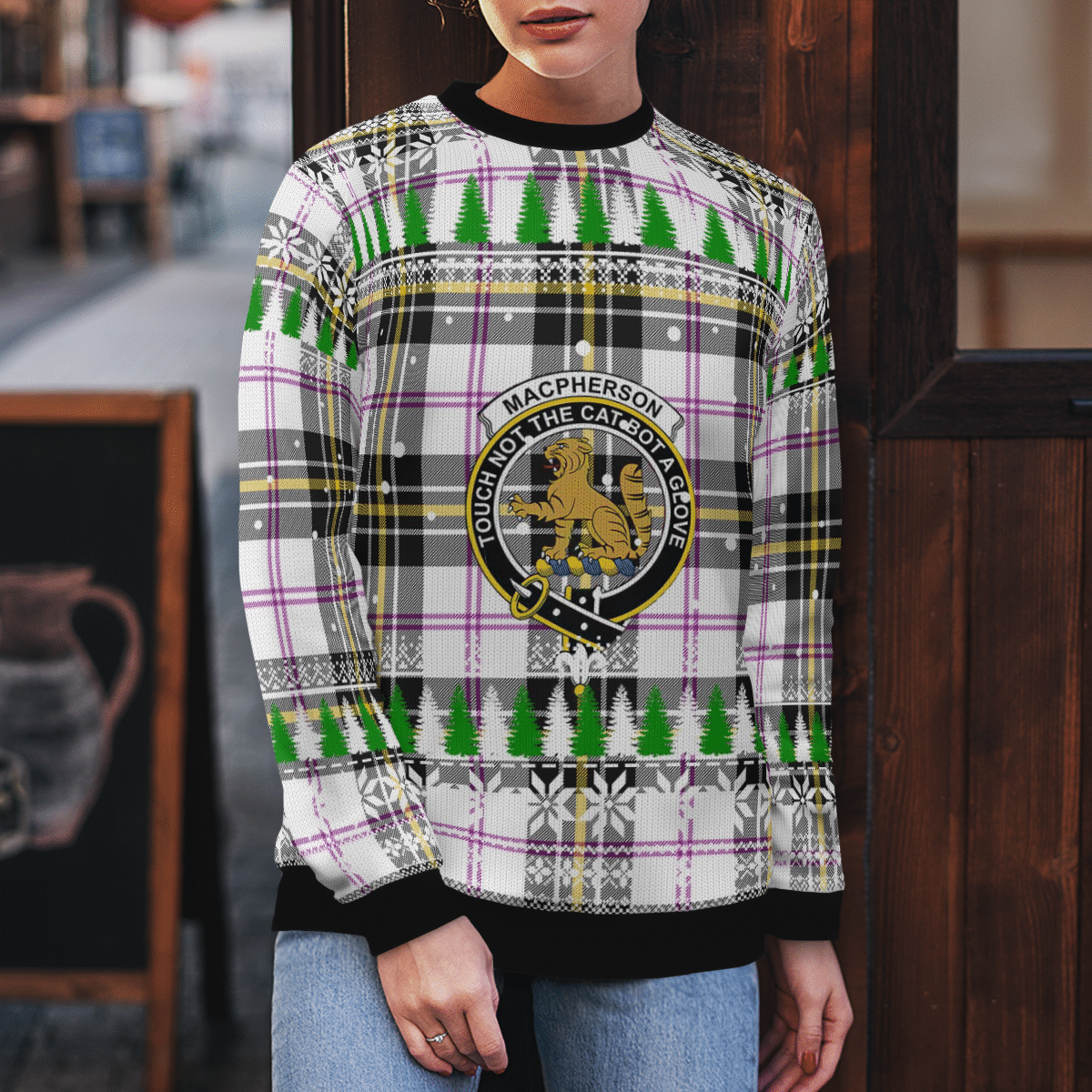 Clan MacPherson Dress Modern Crest Tartan Christmas Ugly Sweater PT59 MacPherson Dress Modern Crest Tartan Tartan Ugly Sweater   