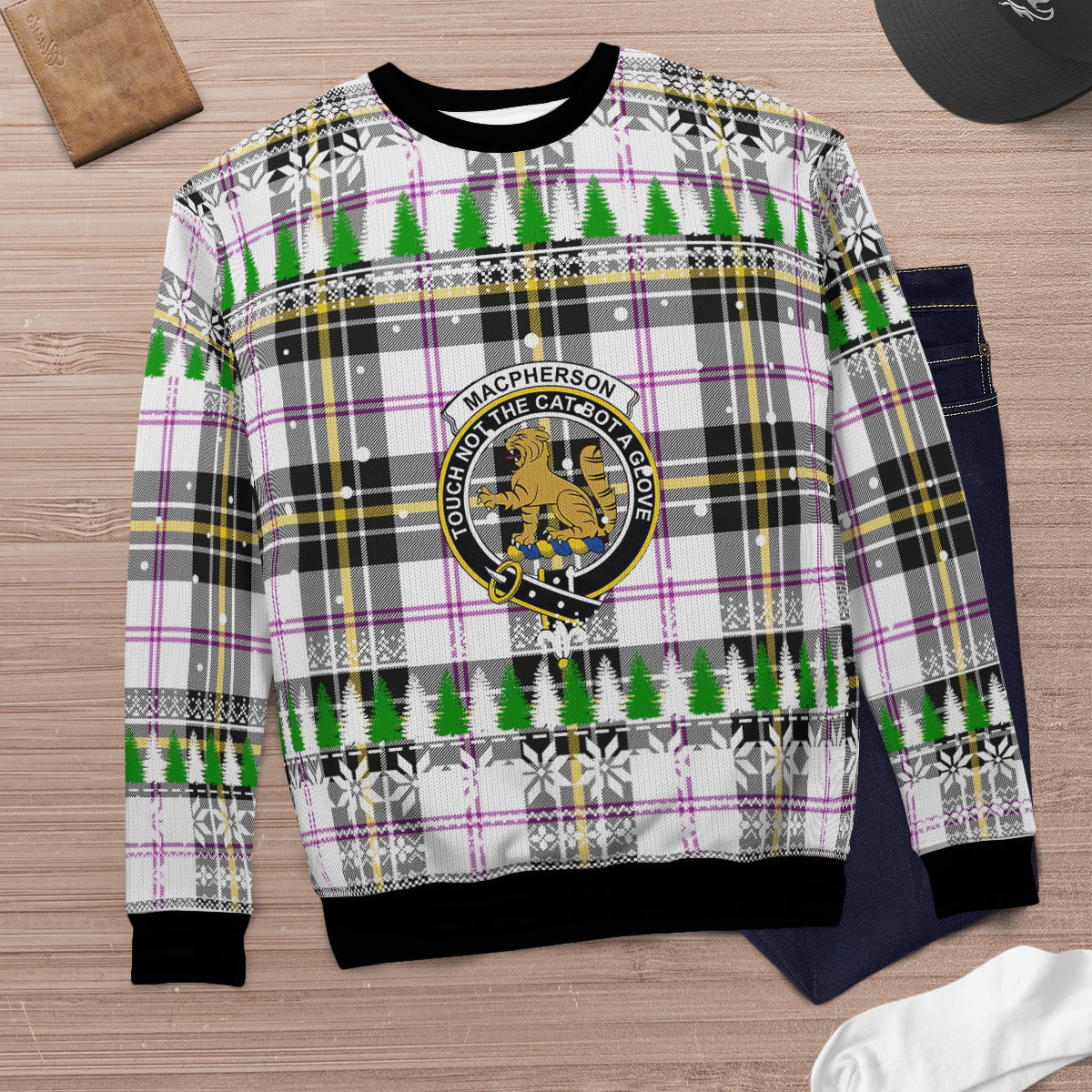 Clan MacPherson Dress Modern Crest Tartan Christmas Ugly Sweater PT59 MacPherson Dress Modern Crest Tartan Tartan Ugly Sweater   