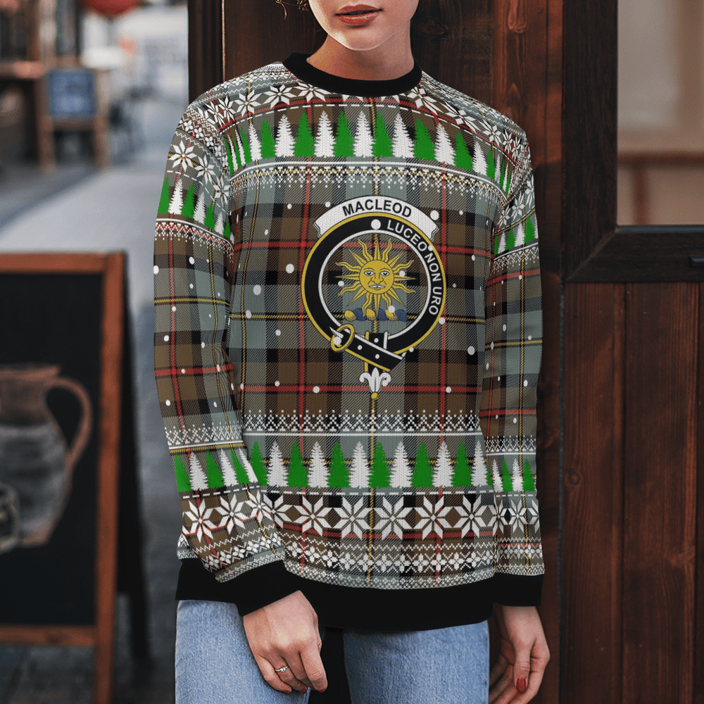 Clan MacLeod of Harris Weathered Crest Tartan Christmas Ugly Sweater TC76 MacLeod of Harris Weathered Crest Tartan Tartan Ugly Sweater   