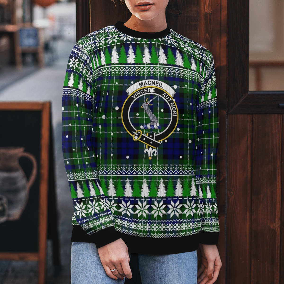Clan MacNeil (of Colonsay) Crest Tartan Christmas Ugly Sweater YI21 MacNeil (of Colonsay) Crest Tartan Tartan Ugly Sweater   