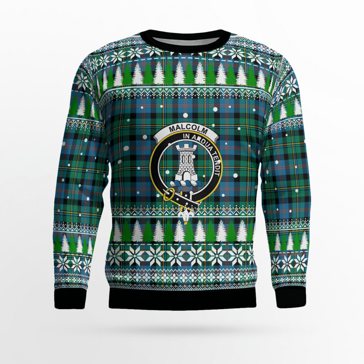 Clan Malcolm Ancient Crest Tartan Christmas Ugly Sweater EE55 Malcolm Ancient Crest Tartan Tartan Ugly Sweater   