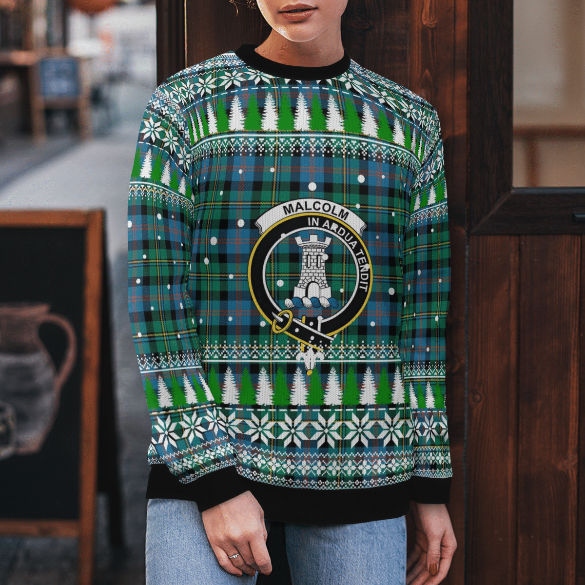 Clan Malcolm Ancient Crest Tartan Christmas Ugly Sweater EE55 Malcolm Ancient Crest Tartan Tartan Ugly Sweater   
