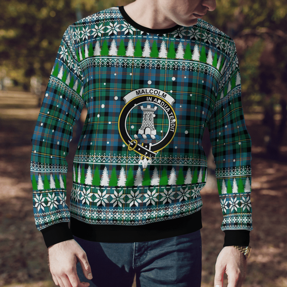 Clan Malcolm Ancient Crest Tartan Christmas Ugly Sweater EE55 Malcolm Ancient Crest Tartan Tartan Ugly Sweater   