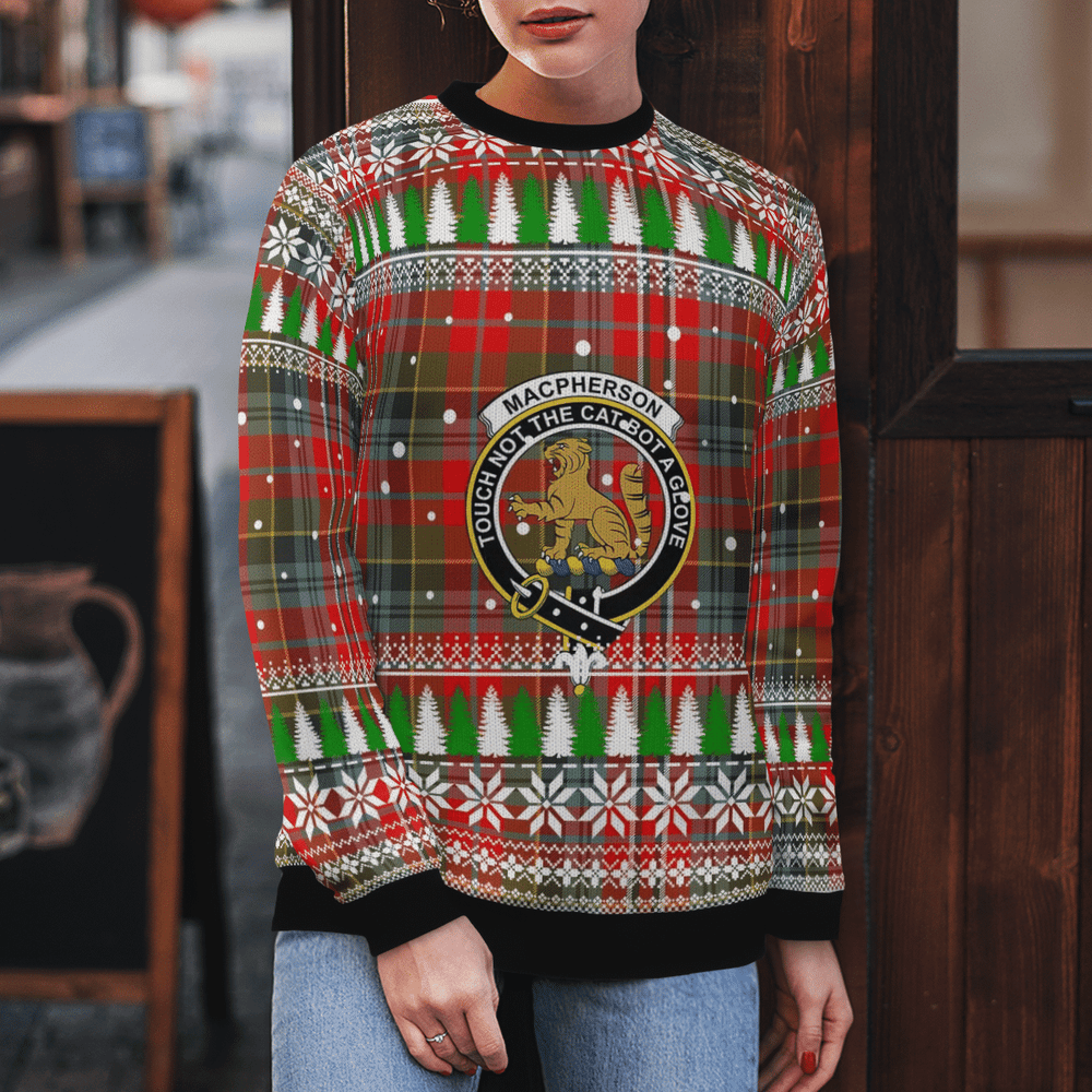 Clan MacPherson Weathered Crest Tartan Christmas Ugly Sweater CY97 MacPherson Weathered Crest Tartan Tartan Ugly Sweater   