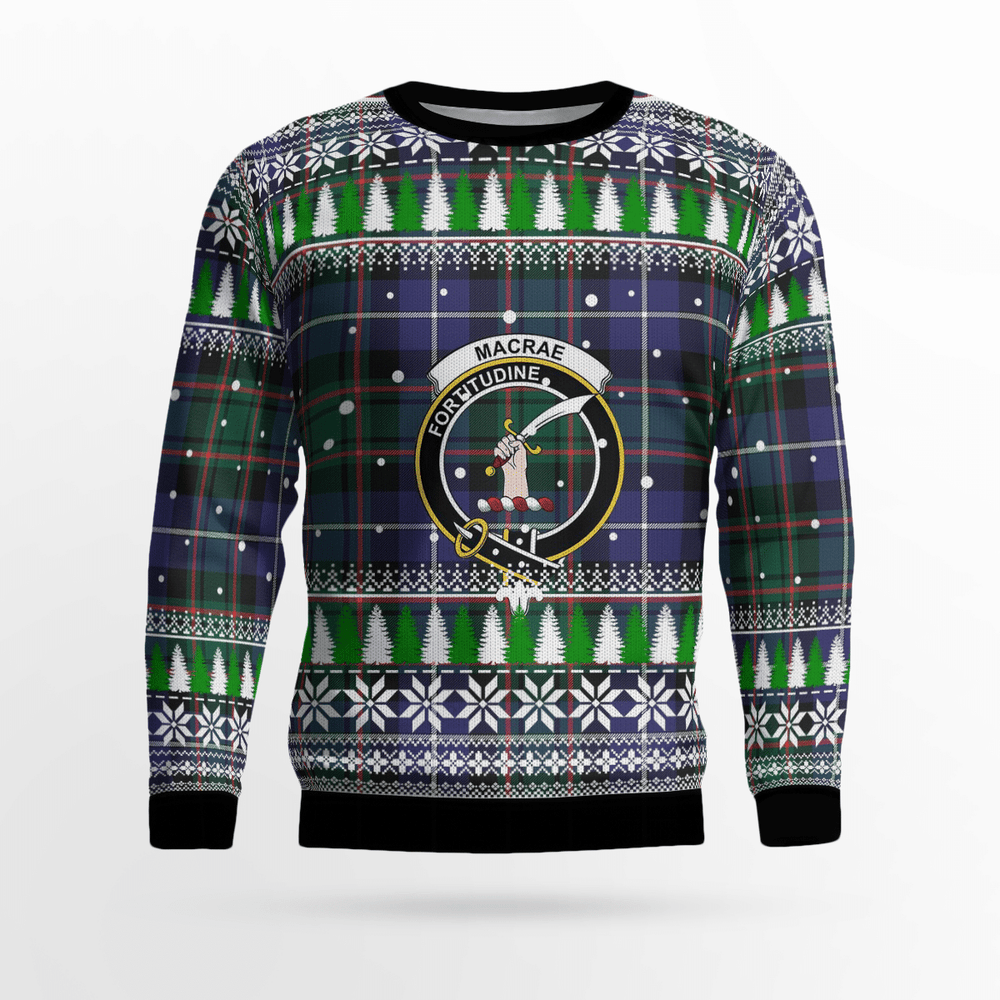 Clan MacRae Hunting Modern Crest Tartan Christmas Ugly Sweater HS81 MacRae Hunting Modern Crest Tartan Tartan Ugly Sweater   