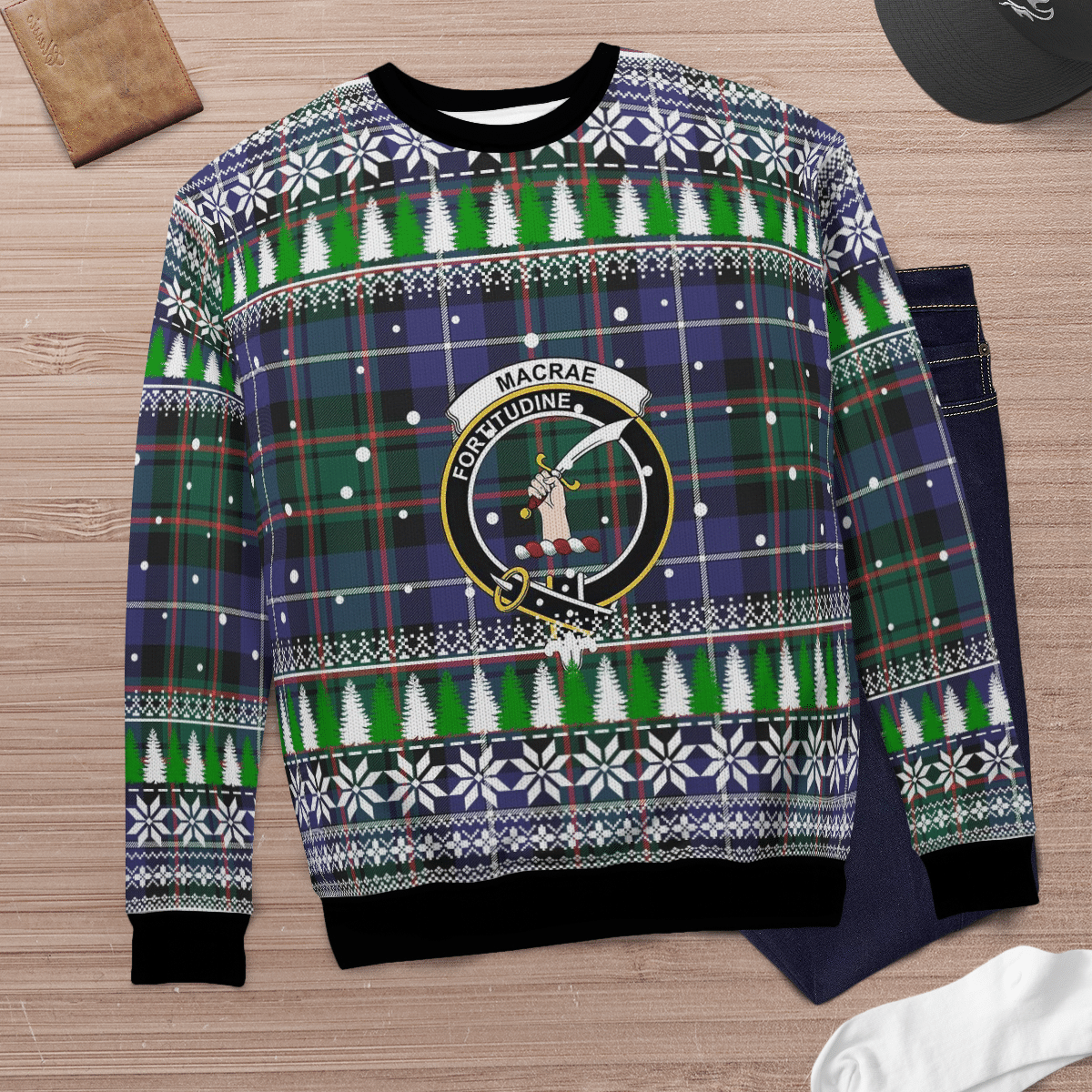 Clan MacRae Hunting Modern Crest Tartan Christmas Ugly Sweater HS81 MacRae Hunting Modern Crest Tartan Tartan Ugly Sweater   