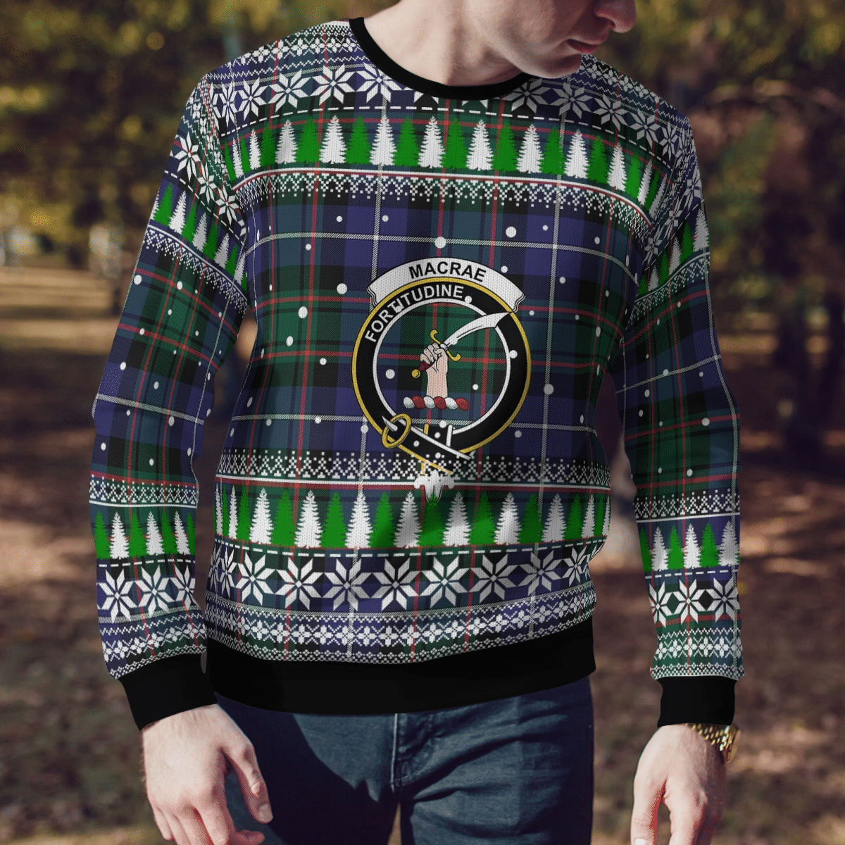 Clan MacRae Hunting Modern Crest Tartan Christmas Ugly Sweater HS81 MacRae Hunting Modern Crest Tartan Tartan Ugly Sweater   