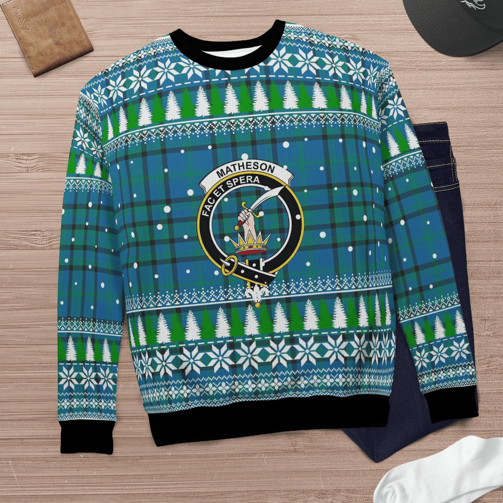 Clan Matheson Hunting Ancient Crest Tartan Christmas Ugly Sweater JH23 Matheson Hunting Ancient Crest Tartan Tartan Ugly Sweater   