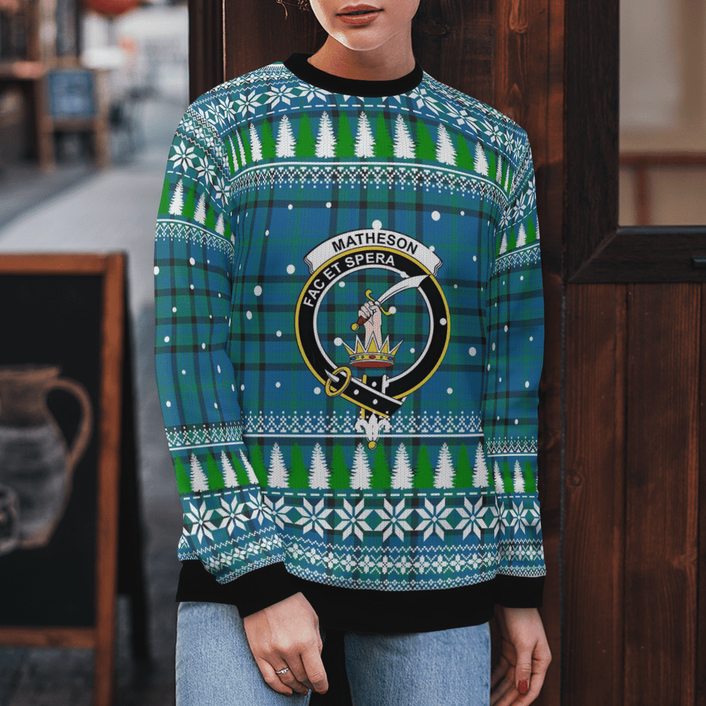 Clan Matheson Hunting Ancient Crest Tartan Christmas Ugly Sweater JH23 Matheson Hunting Ancient Crest Tartan Tartan Ugly Sweater   