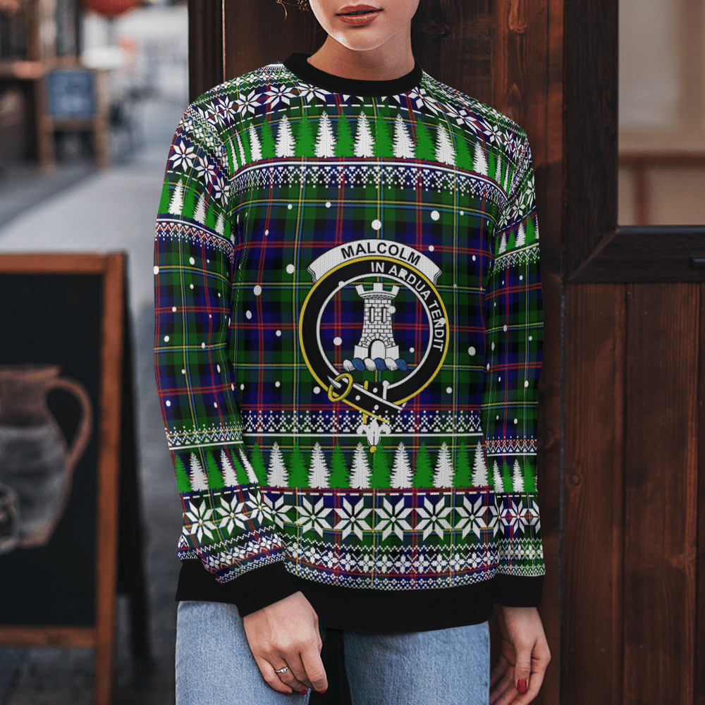 Clan Malcolm Modern Crest Tartan Christmas Ugly Sweater MO17 Malcolm Modern Crest Tartan Tartan Ugly Sweater   