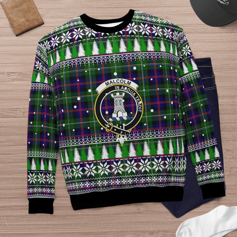 Clan Malcolm Modern Crest Tartan Christmas Ugly Sweater MO17 Malcolm Modern Crest Tartan Tartan Ugly Sweater   