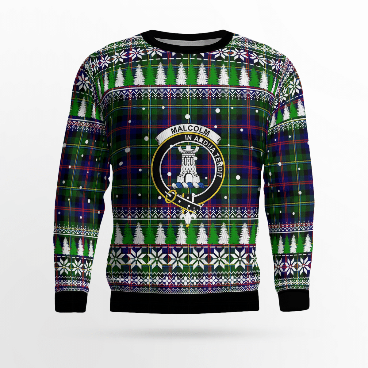 Clan Malcolm Modern Crest Tartan Christmas Ugly Sweater MO17 Malcolm Modern Crest Tartan Tartan Ugly Sweater   