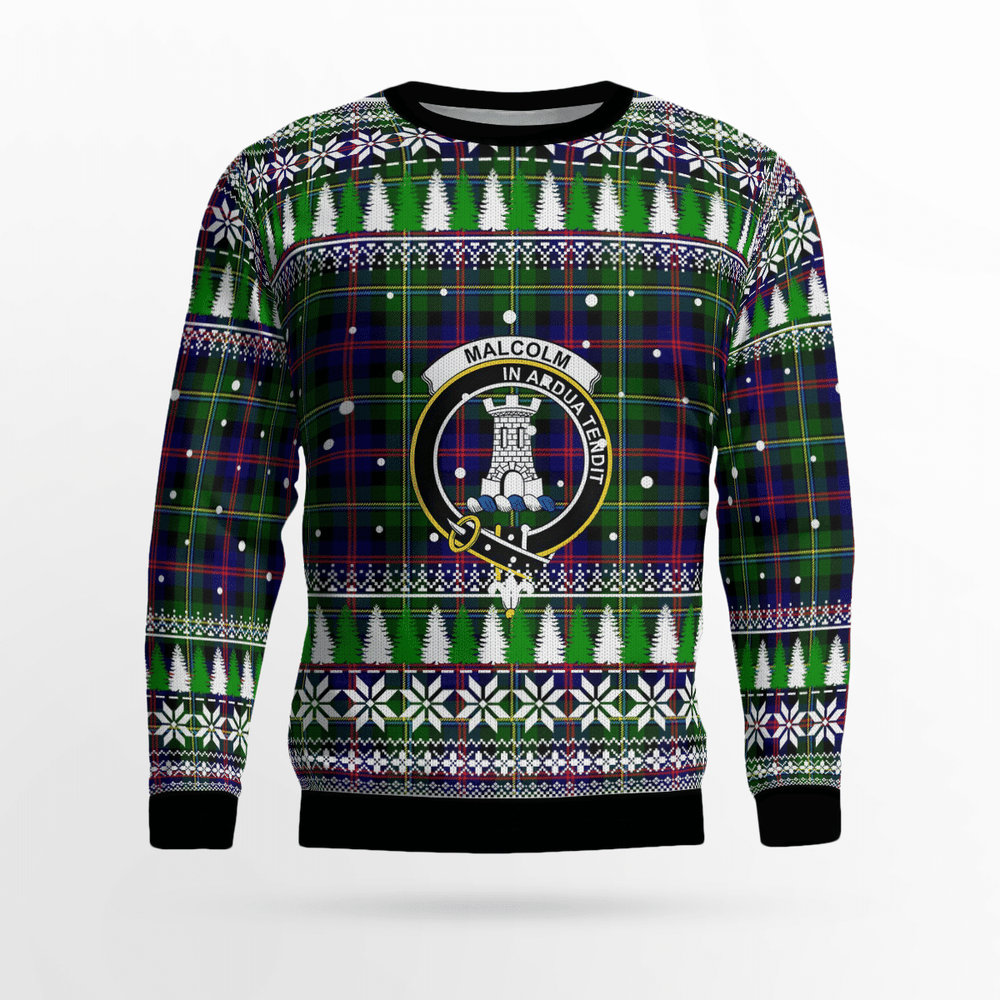 Clan Malcolm Modern Crest Tartan Christmas Ugly Sweater MO17 Malcolm Modern Crest Tartan Tartan Ugly Sweater   