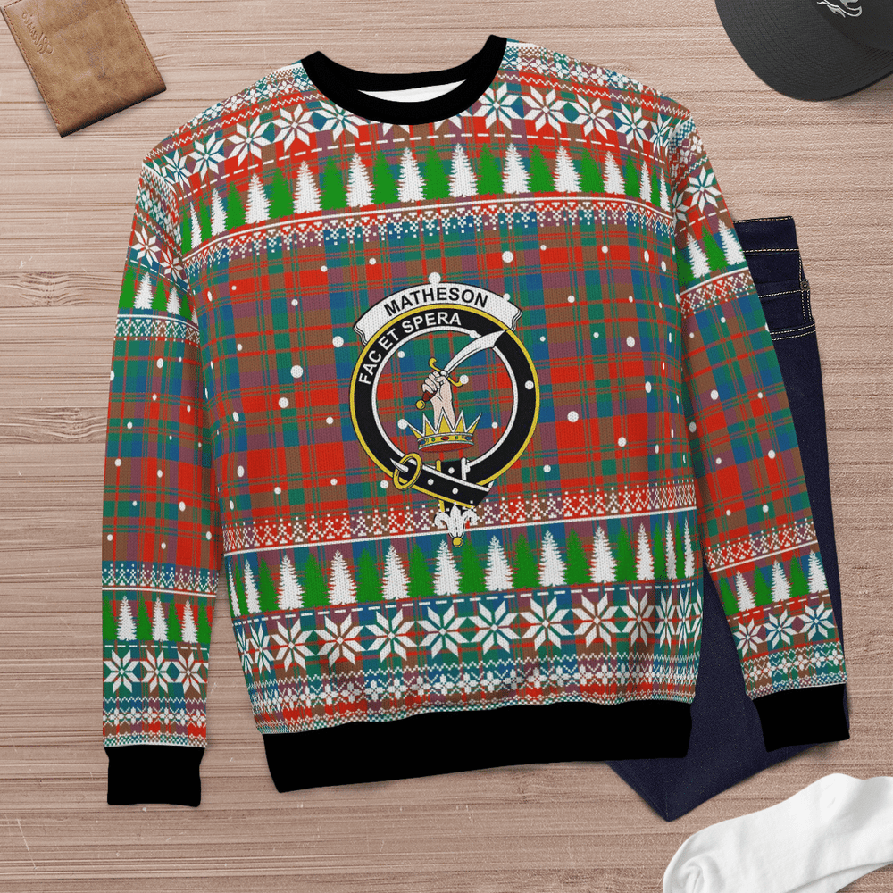 Clan Matheson Ancient Crest Tartan Christmas Ugly Sweater XZ80 Matheson Ancient Crest Tartan Tartan Ugly Sweater   
