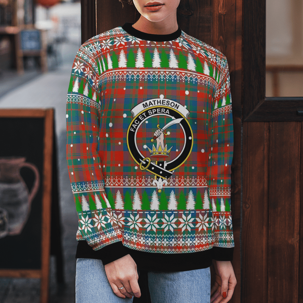 Clan Matheson Ancient Crest Tartan Christmas Ugly Sweater XZ80 Matheson Ancient Crest Tartan Tartan Ugly Sweater   