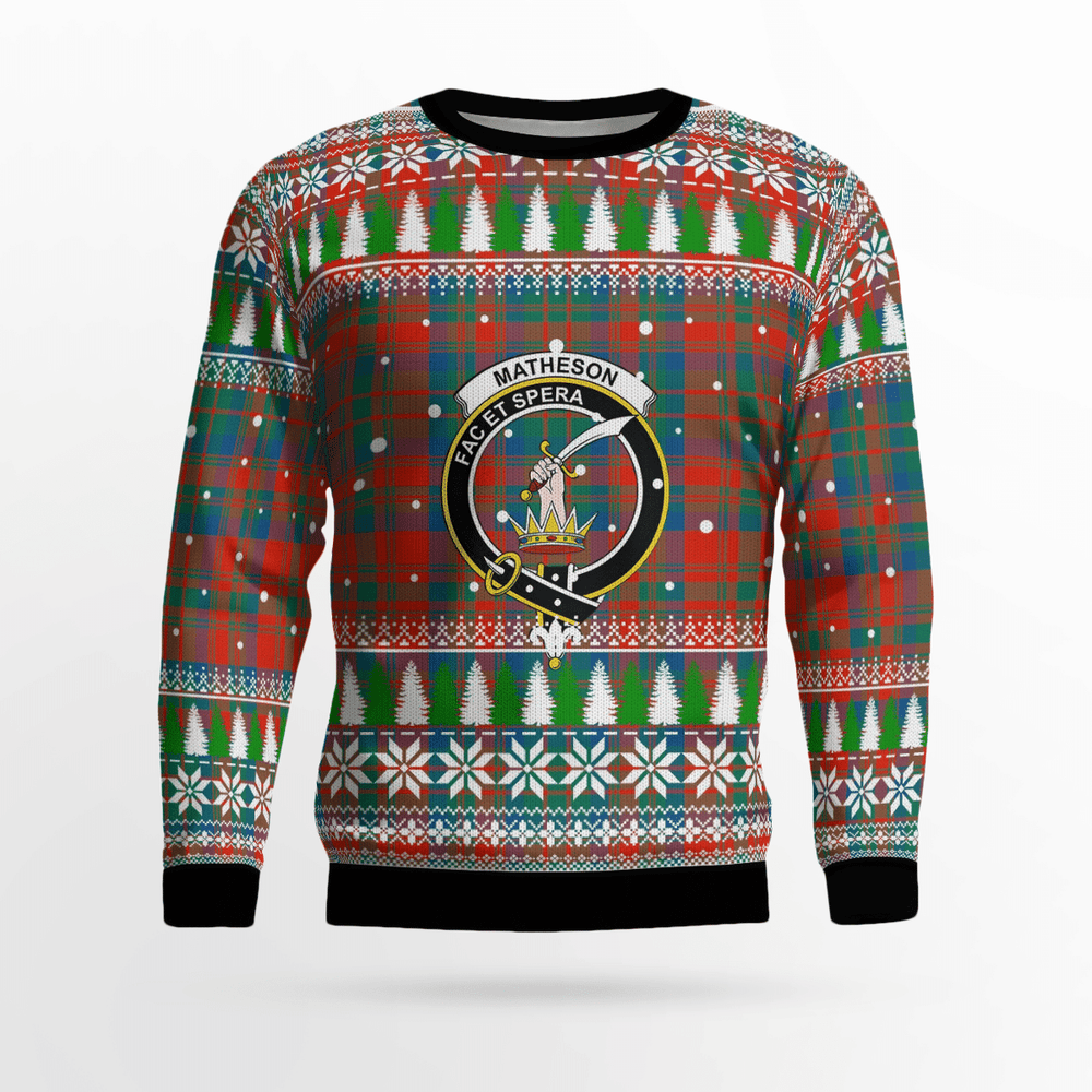 Clan Matheson Ancient Crest Tartan Christmas Ugly Sweater XZ80 Matheson Ancient Crest Tartan Tartan Ugly Sweater   