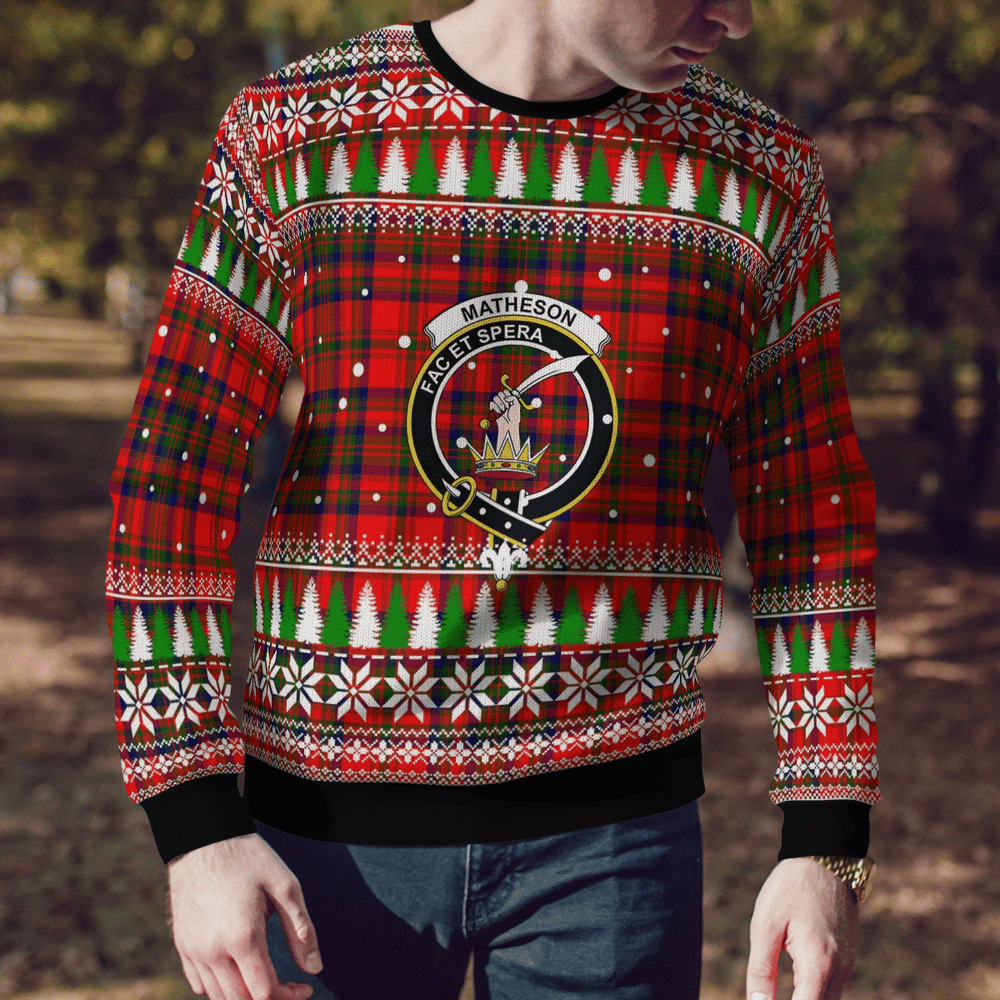 Clan Matheson Modern Crest Tartan Christmas Ugly Sweater WL97 Matheson Modern Crest Tartan Tartan Ugly Sweater   