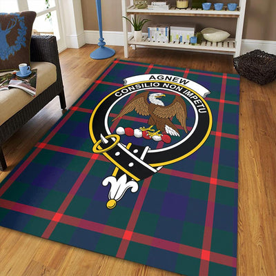 Clan Agnew Modern Tartan Crest Rug – Scottish Highland Carpet for Living Room, Celtic Home Decor & Scotland Gift AT62