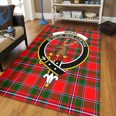 Clan Spens Modern Tartan Crest Rug – Scottish Highland Carpet for Living Room, Celtic Home Decor & Scotland Gift FH95