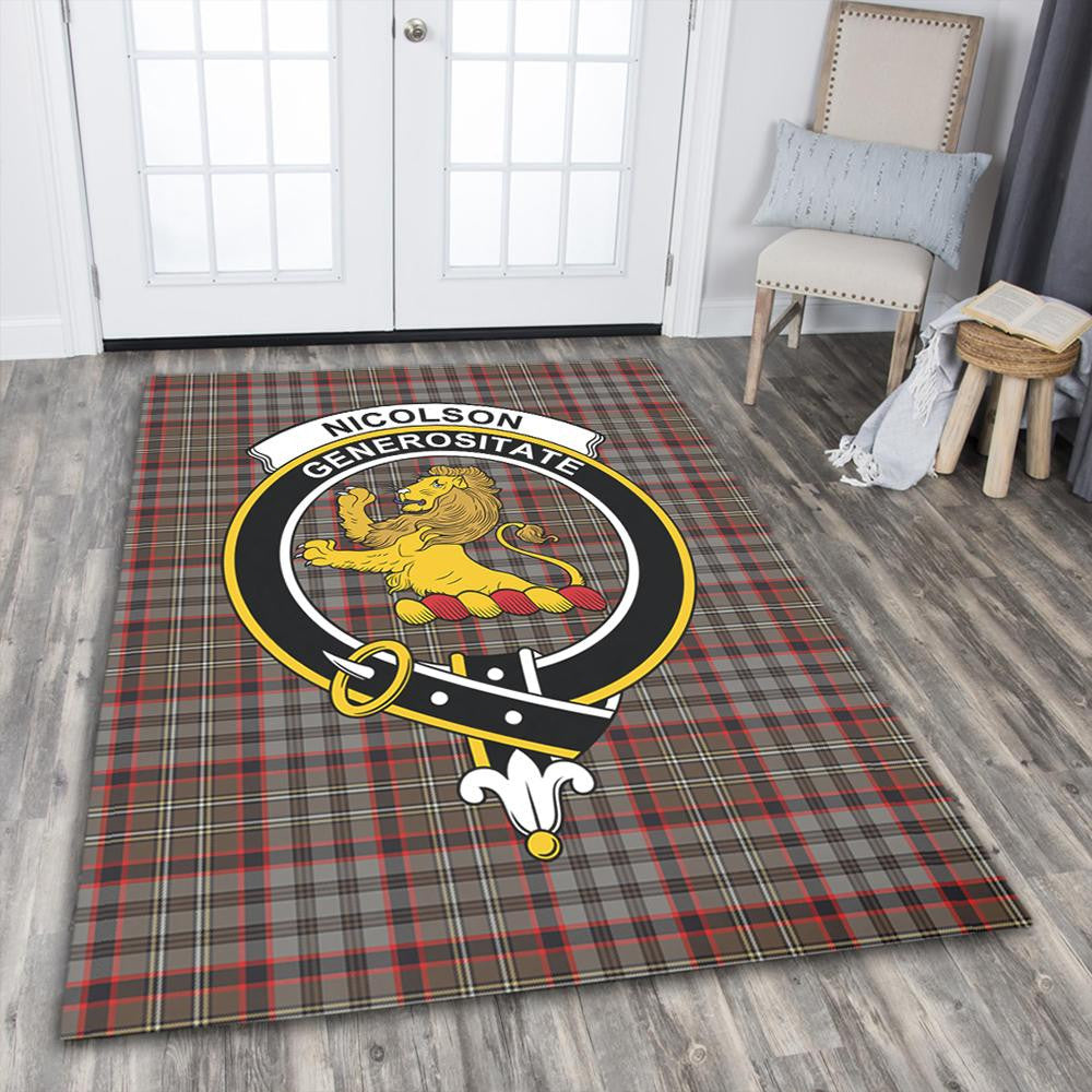 Nicolson Hunting Weathered Tartan Crest Area Rug