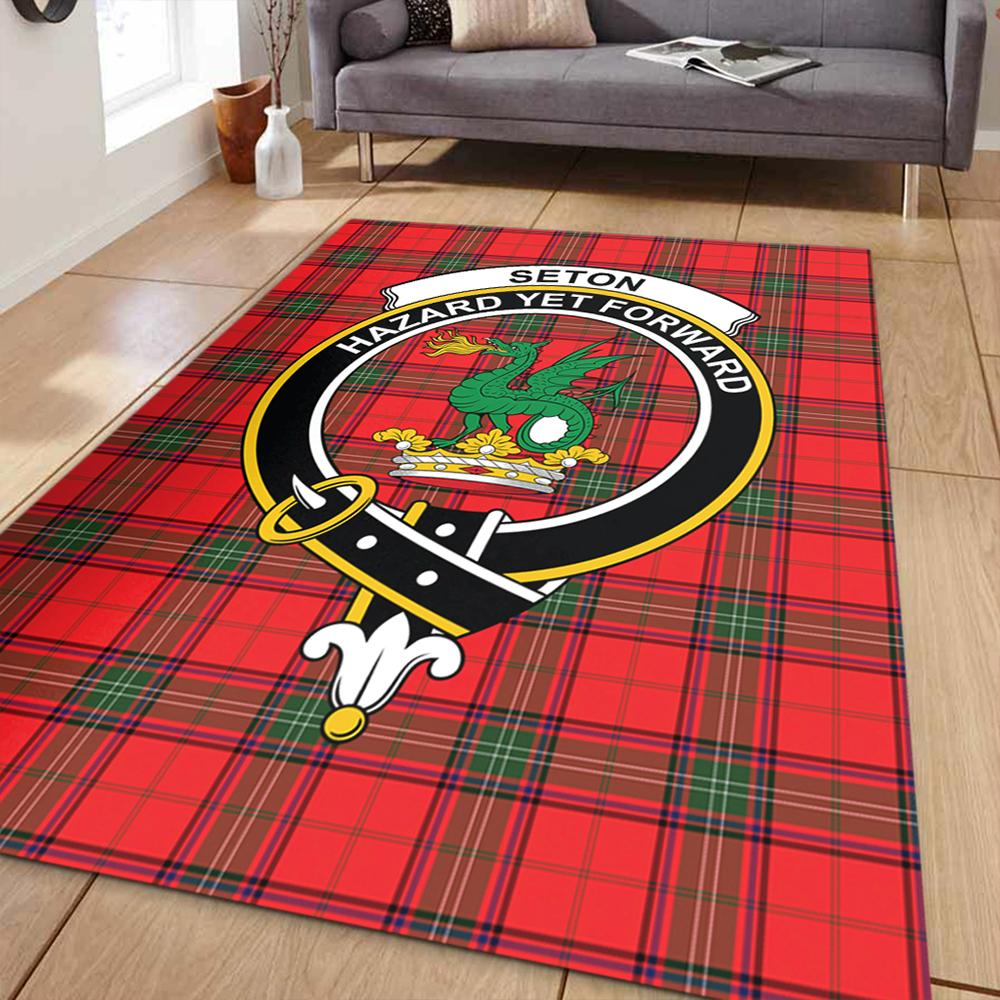 Seton Modern Tartan Crest Area Rug